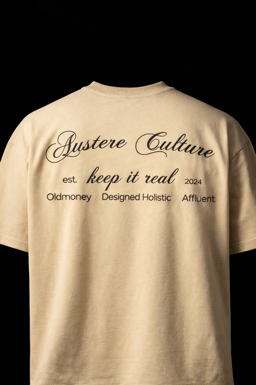 Beige Oversized Embroidered T-Shirt — Unisex