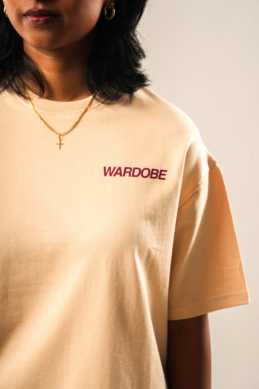 BEIGE CHERRY OVERSIZED T-SHIRT (UNISEX)