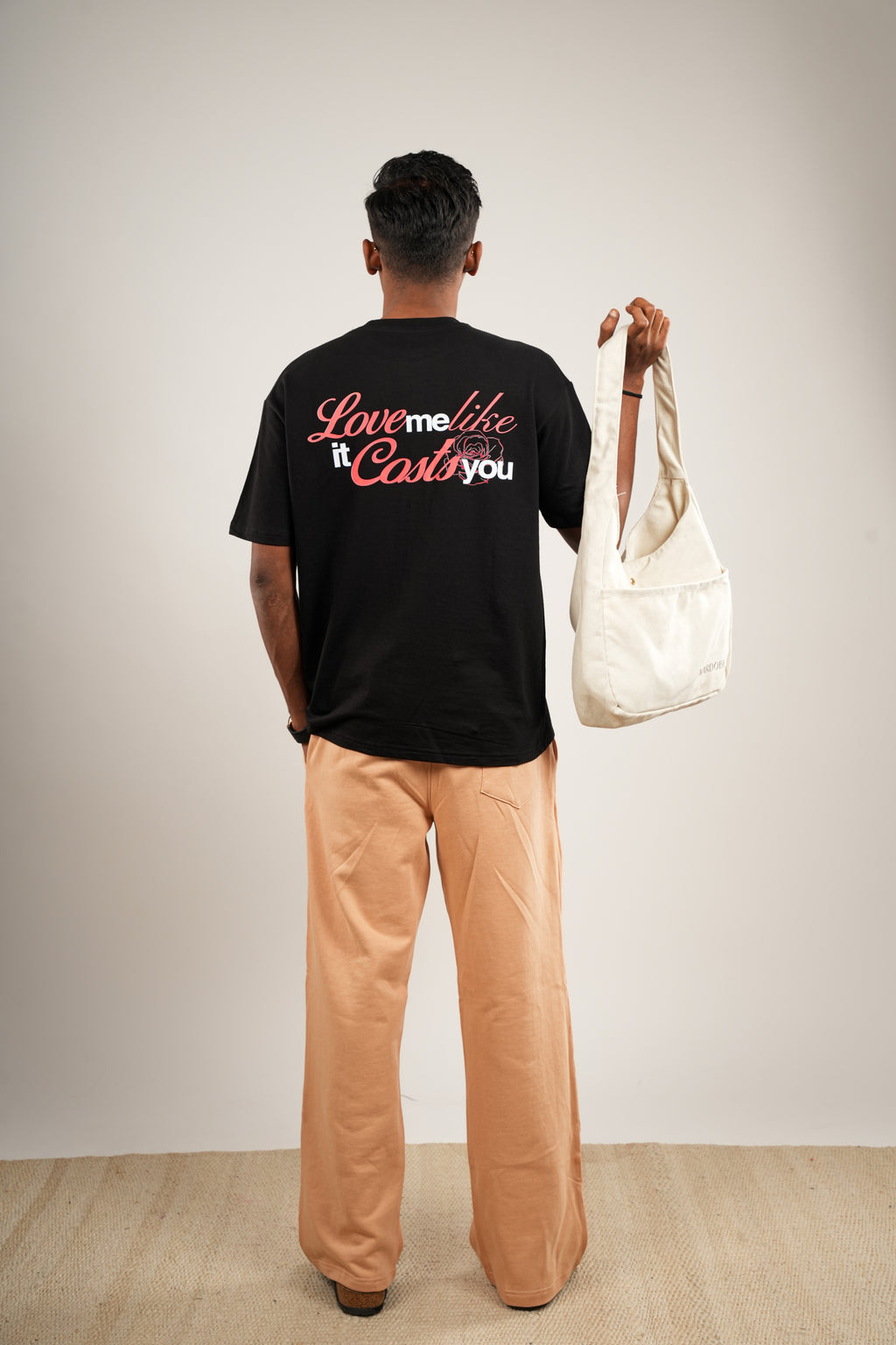 BLACK PRINTED OVERSIZED T-SHIRT (UNISEX)