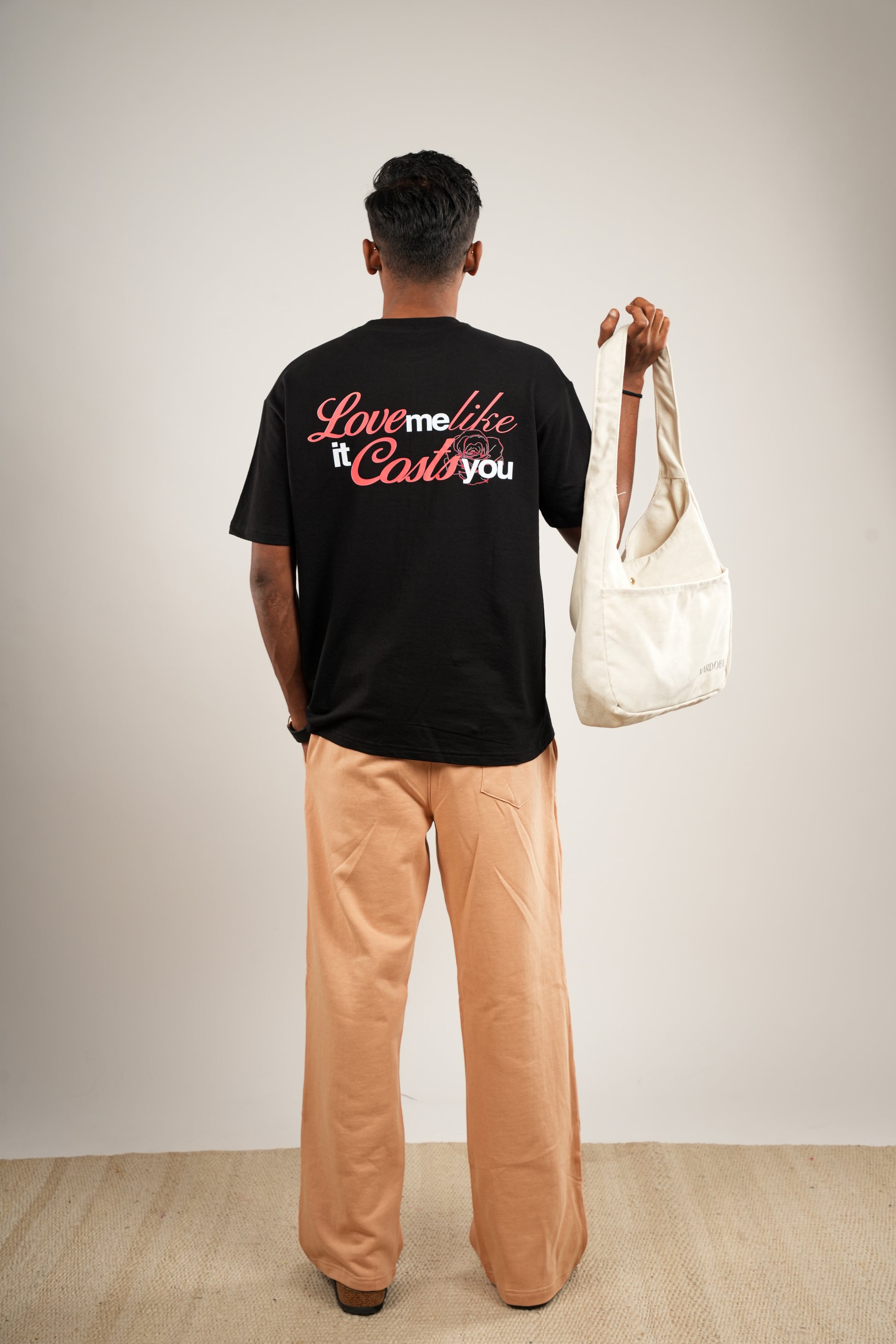 BLACK PRINTED OVERSIZED T-SHIRT (UNISEX)