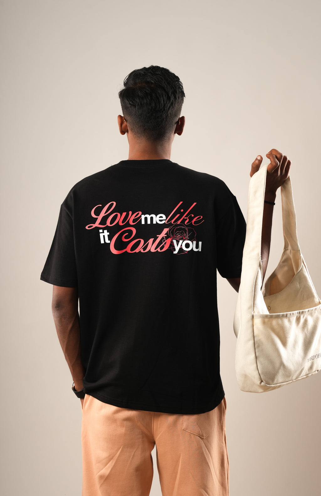 BLACK PRINTED OVERSIZED T-SHIRT (UNISEX)