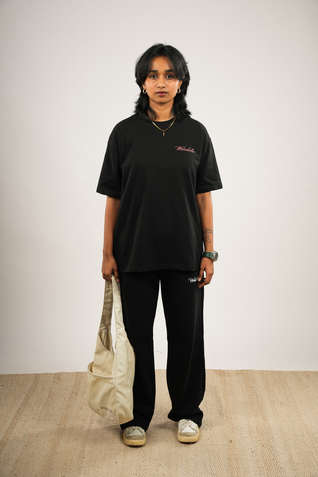 BLACK PRINTED OVERSIZED T-SHIRT (UNISEX)