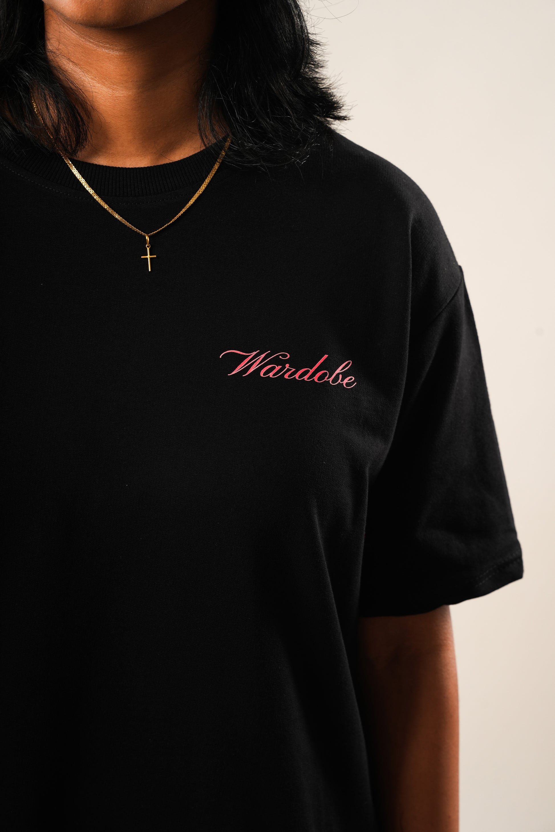 BLACK PRINTED OVERSIZED T-SHIRT (UNISEX)