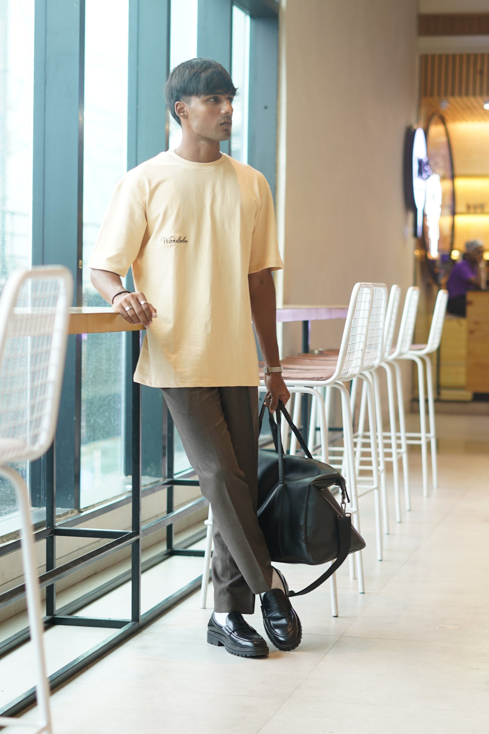 ECRU BEIGE PRINTED OVERSIZED T-SHIRT (UNISEX)