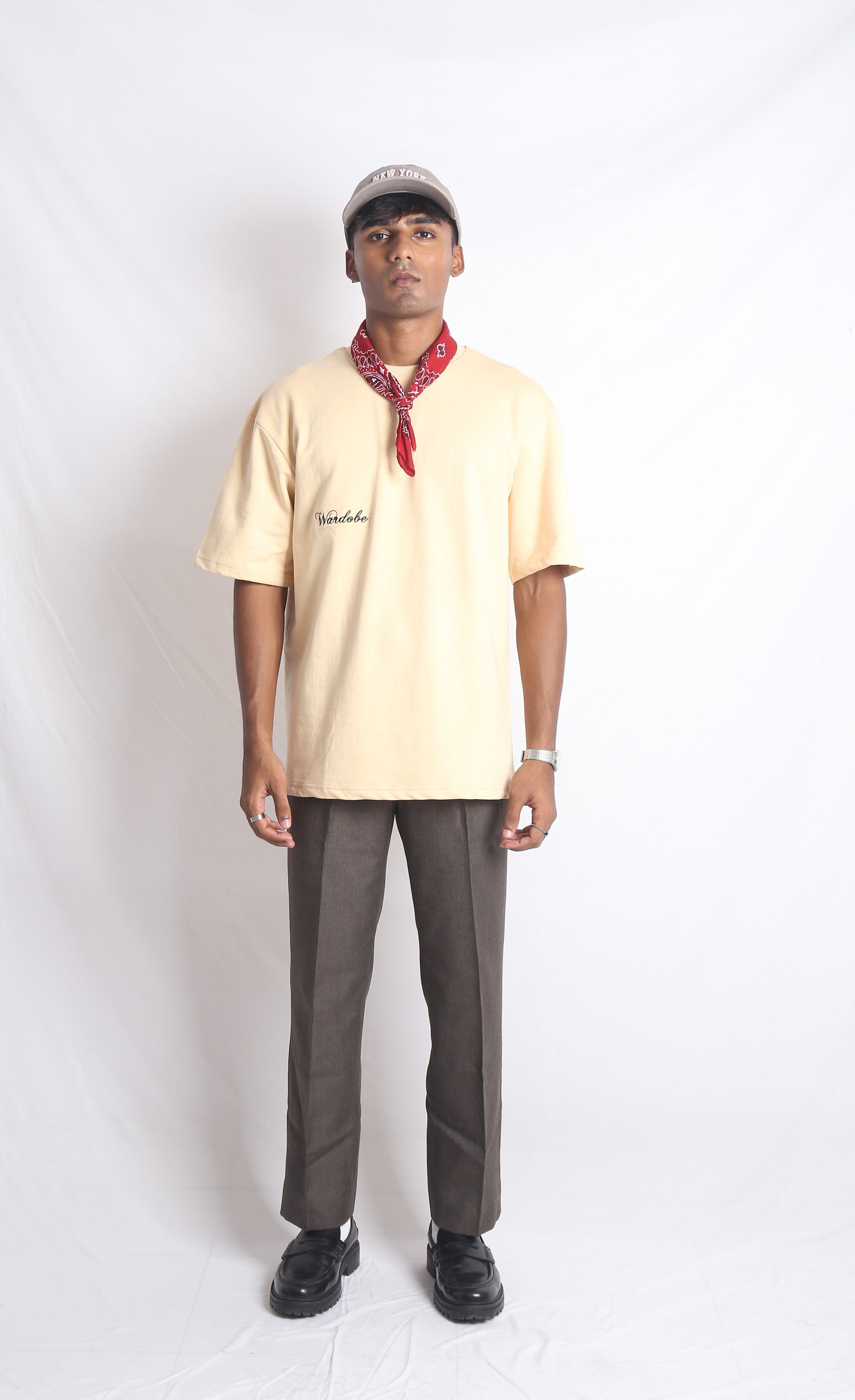 ECRU BEIGE PRINTED OVERSIZED T-SHIRT (UNISEX)