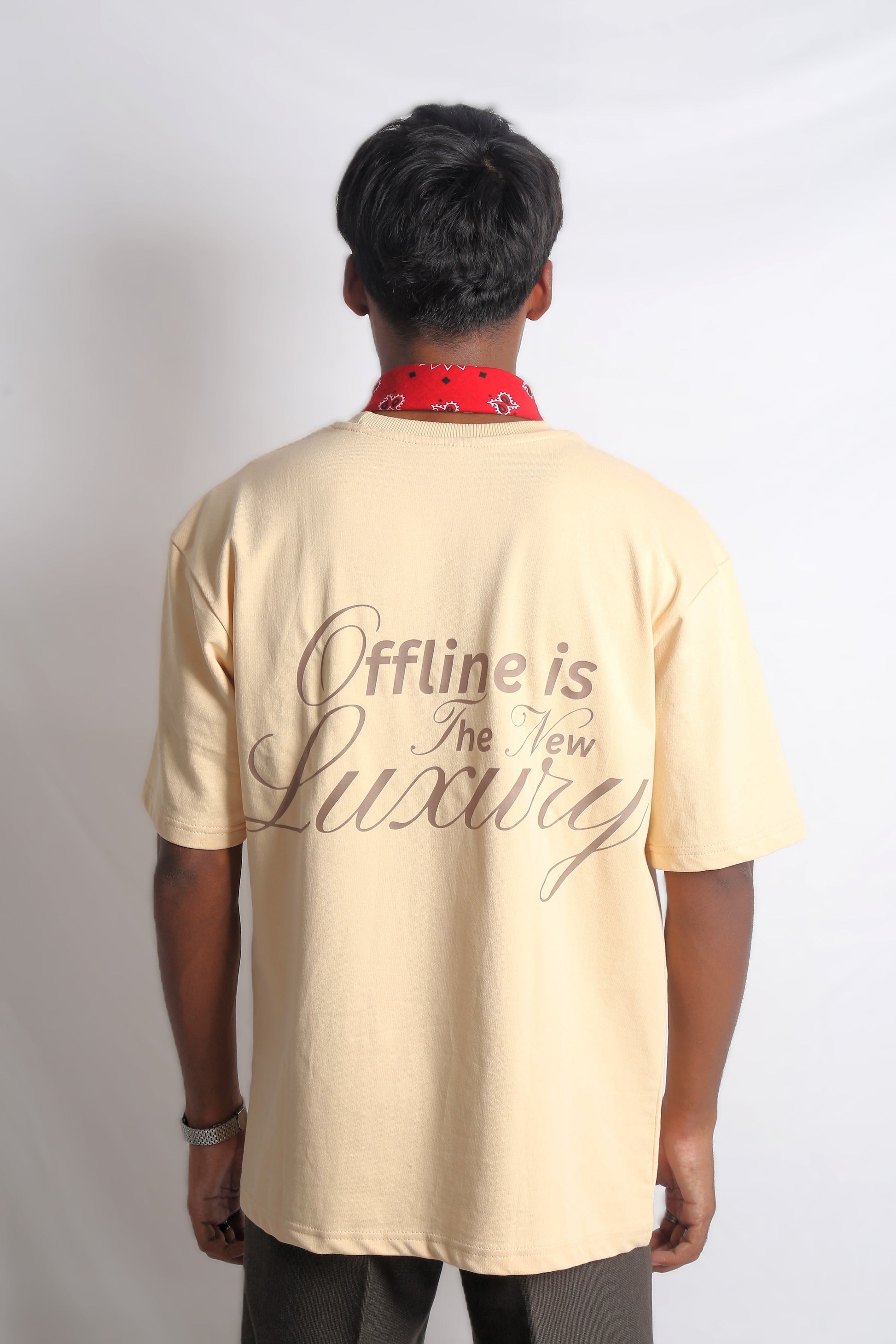 ECRU BEIGE PRINTED OVERSIZED T-SHIRT (UNISEX)