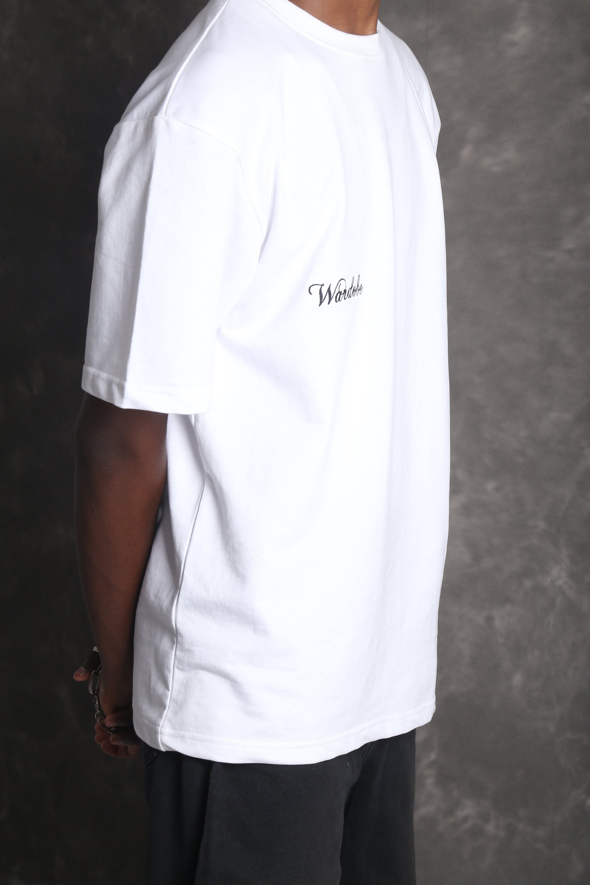 WHITE PRINTED OVERSIZED T-SHIRT (UNISEX)