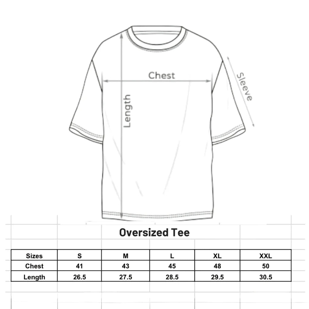 WHITE OVERSIZED T-SHIRT size chart 