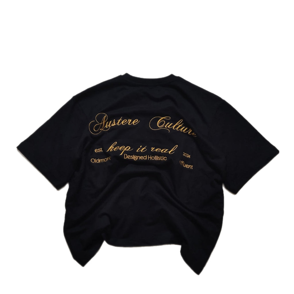 BLACK OVERSIZED EMBROIDED T-SHIRT (UNISEX)