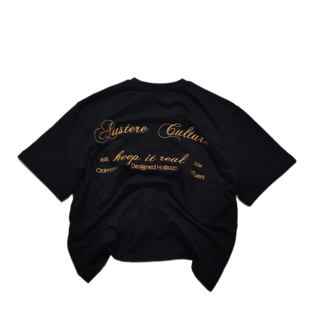 BLACK OVERSIZED EMBROIDED T-SHIRT (UNISEX)