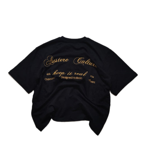 BLACK OVERSIZED EMBROIDED T-SHIRT (UNISEX)