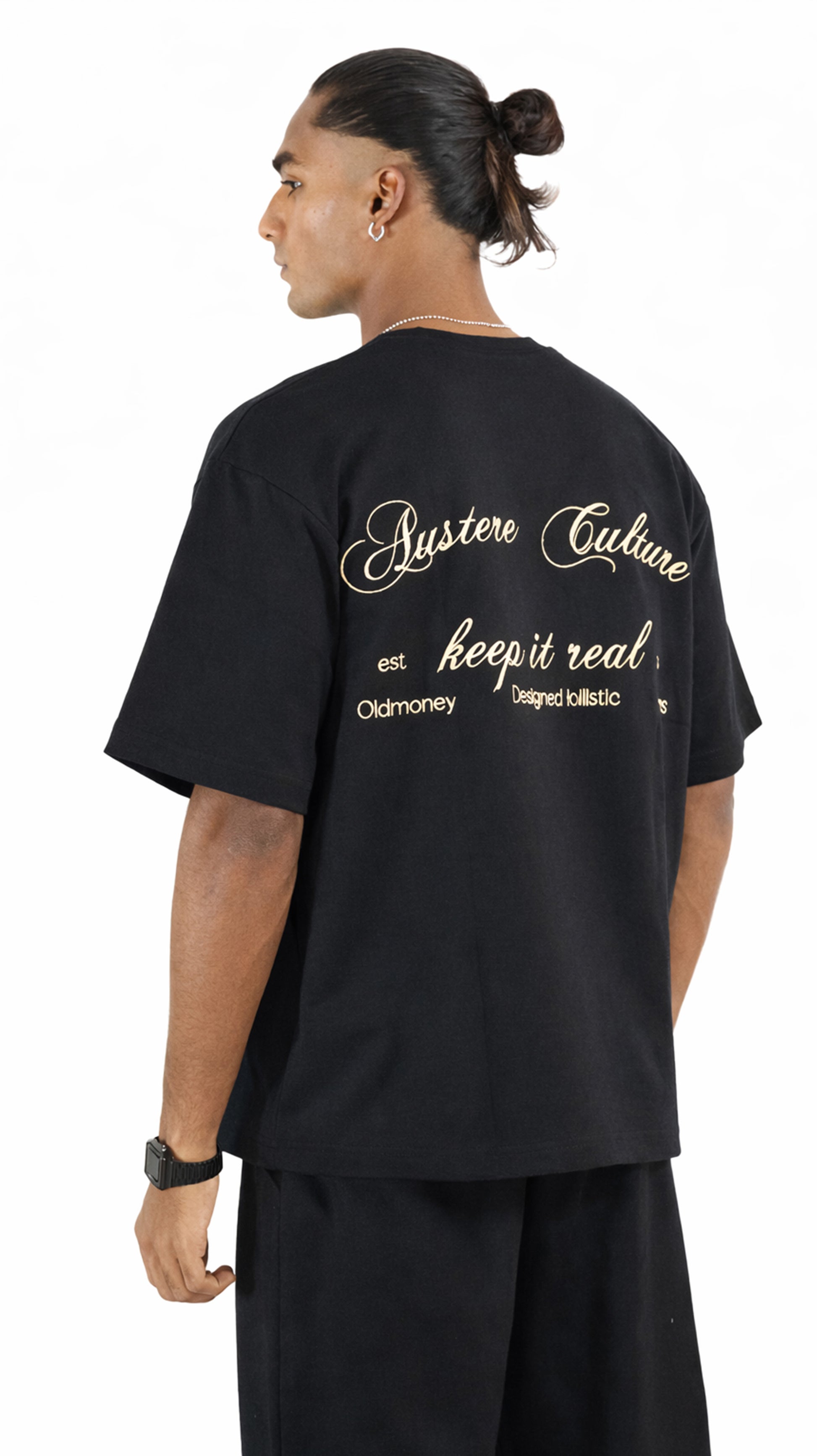 Black Oversized Embroidered T-Shirt — Unisex