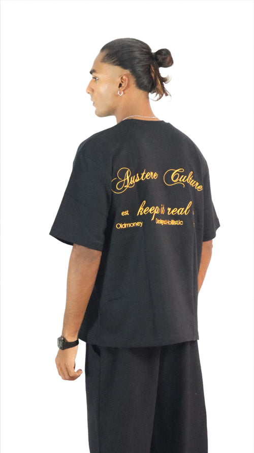 BLACK OVERSIZED EMBROIDED T-SHIRT (UNISEX)