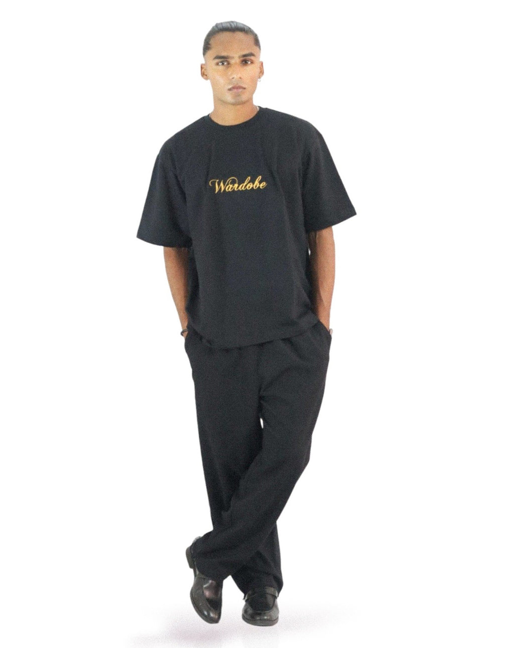 BLACK OVERSIZED EMBROIDED T-SHIRT (UNISEX)