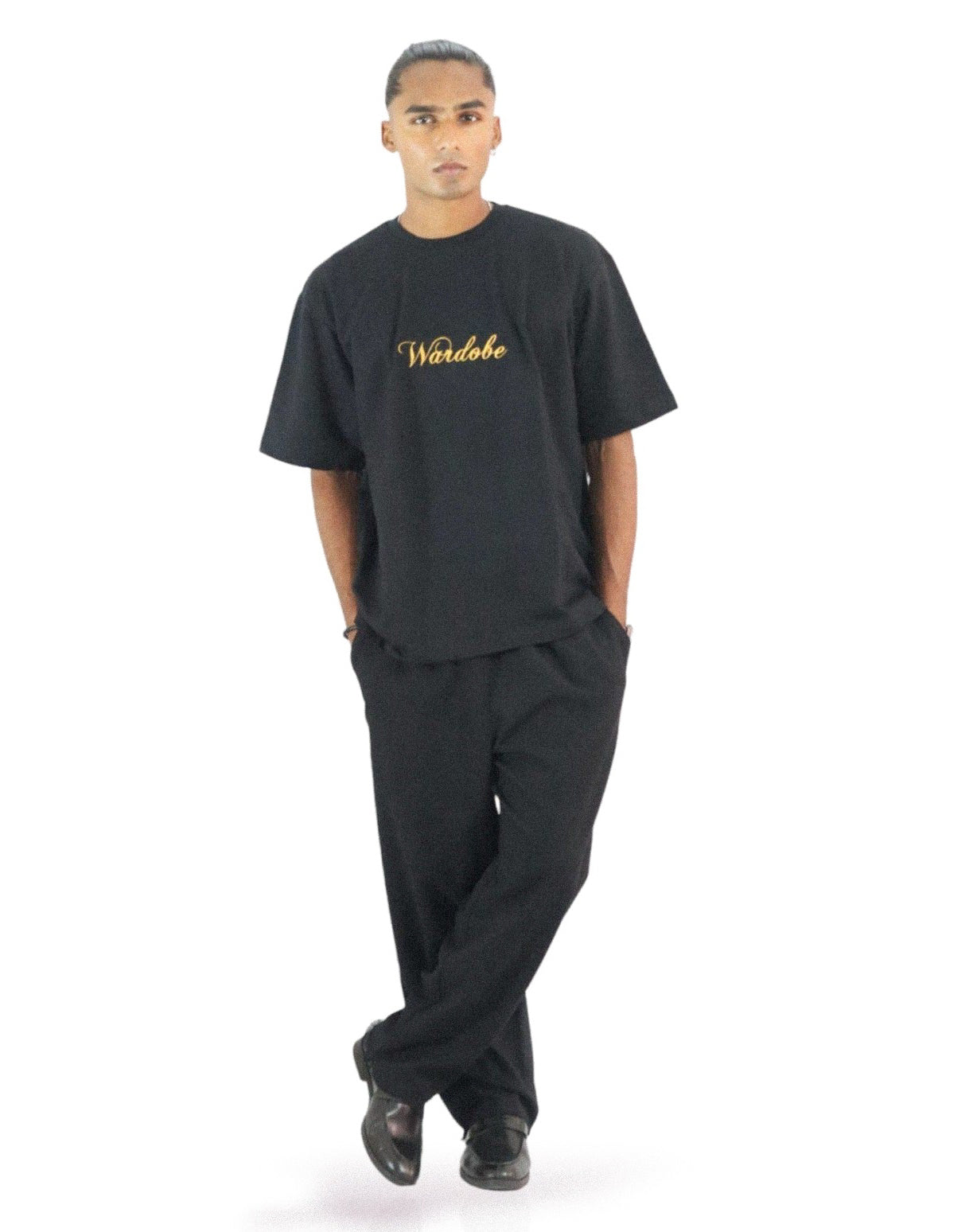 BLACK OVERSIZED EMBROIDED T-SHIRT (UNISEX)
